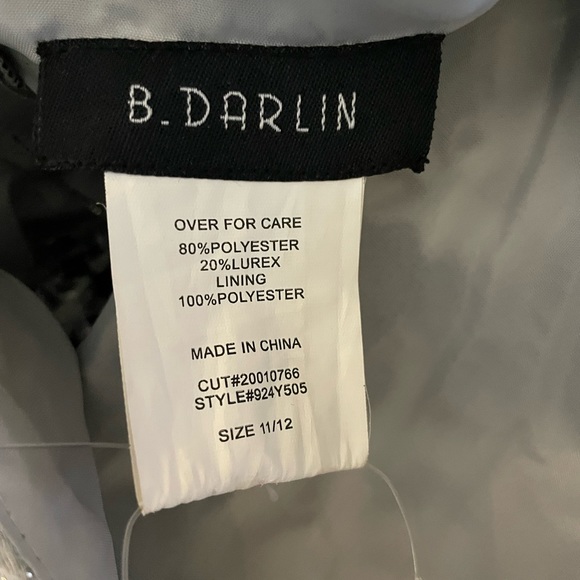 NWT B. Darlin Juniors A Line Dress Sleeveless Shimmering Metallic Silver & Blac - Picture 9 of 9